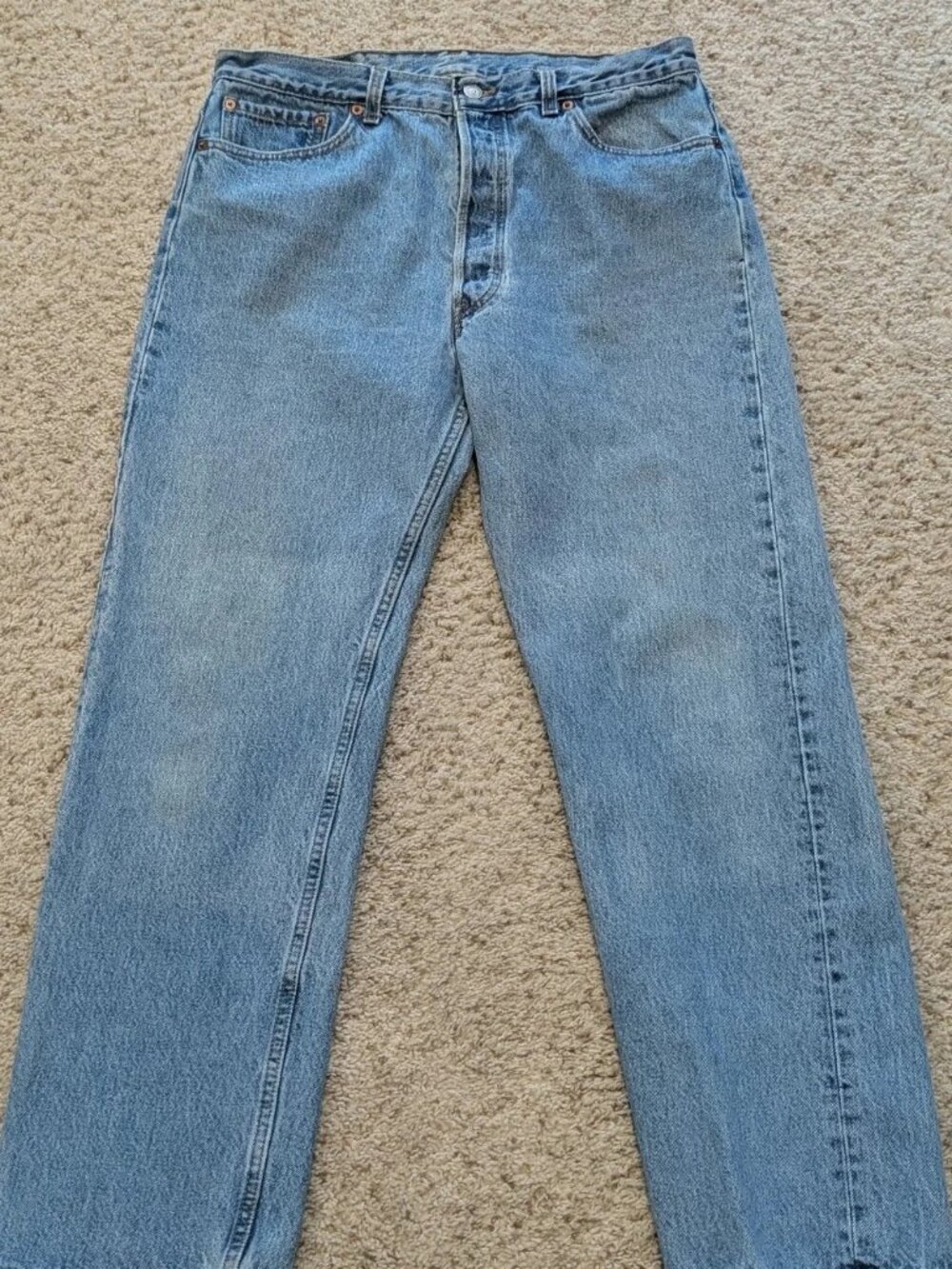 Levi's 501 Jeans Mens 36x32 Blue Denim Cotton Button Fly Mid Rise Straight Leg